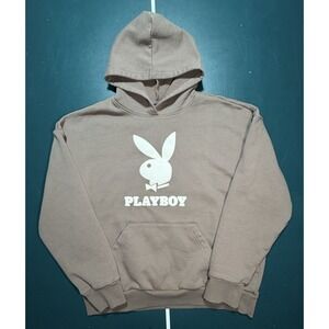 Playboy by Pacsun Mens‎ Logo Fleece Lined Sweatshirt Hoodie Brown Size Small